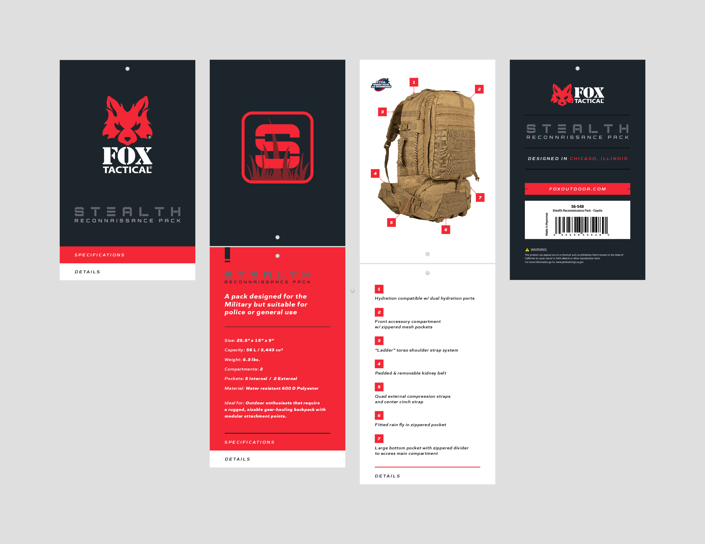 Tactical Pack Hanging tag design.